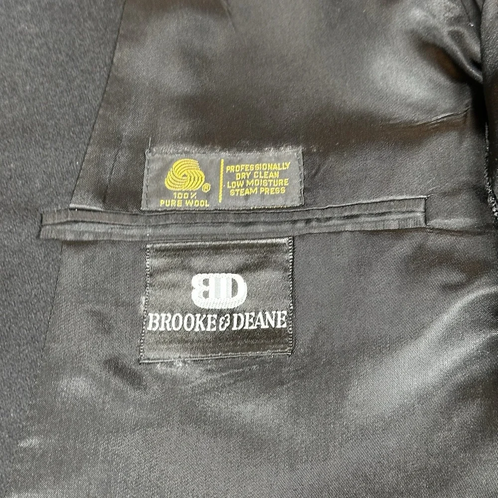 Brooke & Deane Pure Wool Blazer Mens 40R Black Jacket‎ Made In USA NOTE
